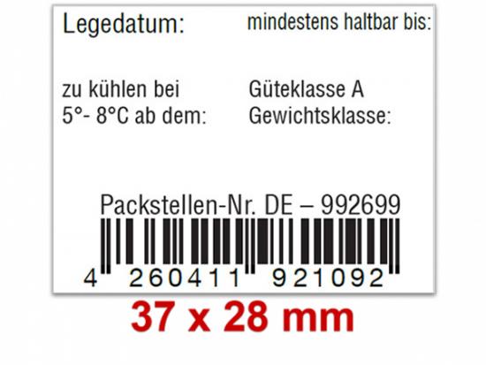 Preisetiketten 37x28 mm Eierkennzeichnung auf Eierschachteln