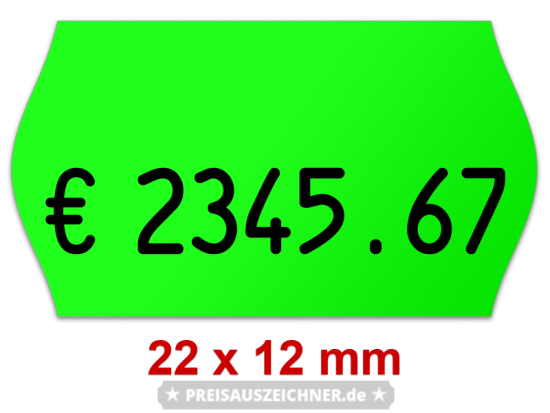 Preisetiketten 22x12 mm Leucht- und Standardfarben, Randwölbung