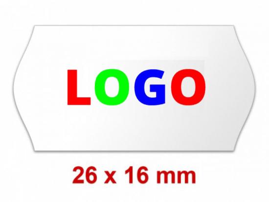 Preisetiketten 26x16 mm Farbig mit Firma / Logo Randwölbung