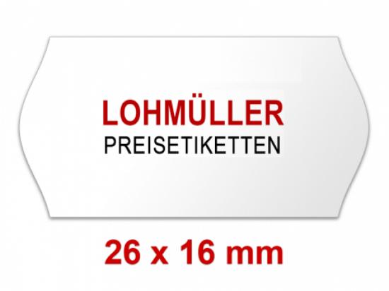 Preisetiketten 26x16 mm Farbig mit Firma / Logo Randwölbung