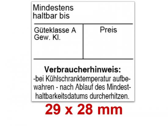 Outdoor Preisetiketten 29x28 mm Weiß mit Firmenschriftzug Rechteck