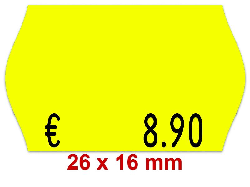 Preisetiketten 26x16 mm, Standardfarben - Leuchtfarben, Randwölbung