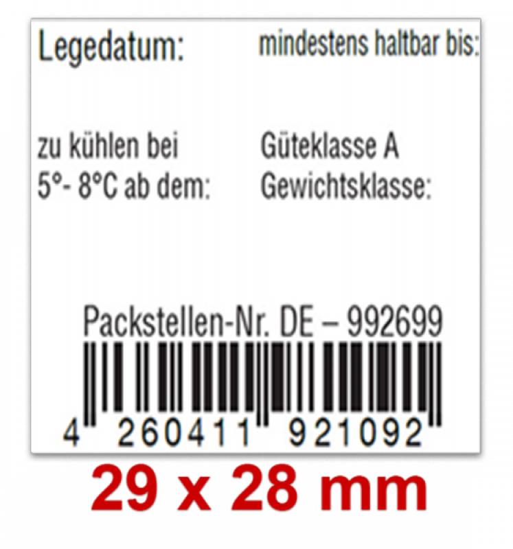 29x28 mm Eierkennzeichnung auf Eierschachteln