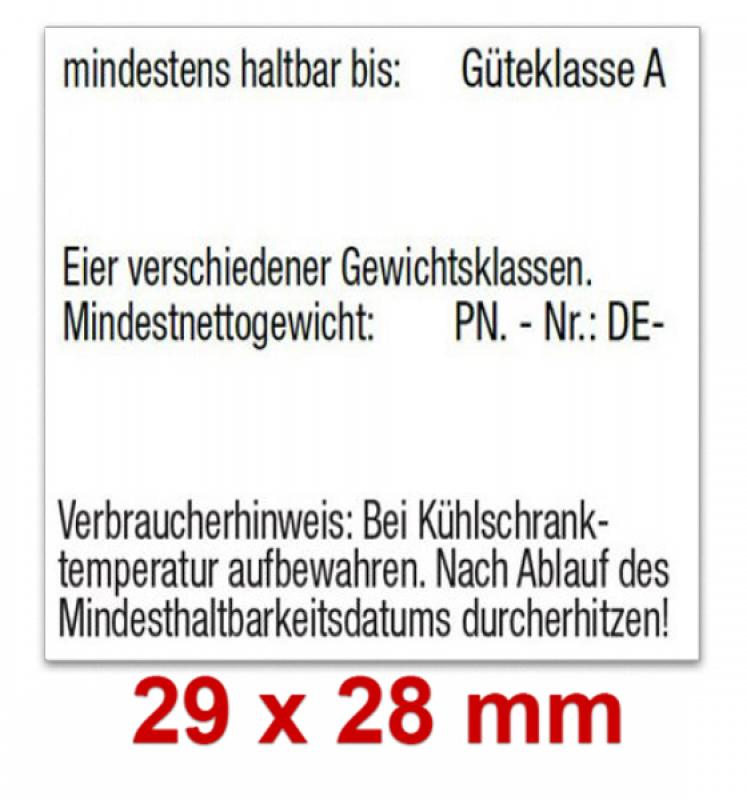 29x28 mm Kennzeichnung auf Eierschachteln