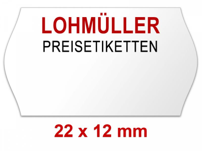 Preisetiketten 22x12 mm weiß mit Firmenschriftzug