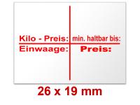 Preisetiketten 26 × 19 mm, mit MHD Aufdruck