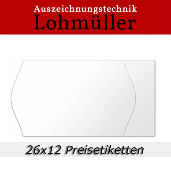 26x12 Preisetiketten für Auszeichner - Randwölbung & Rechteck 26x12 Preisetiketten für Auszeichner - Randwölbung & Rechteck