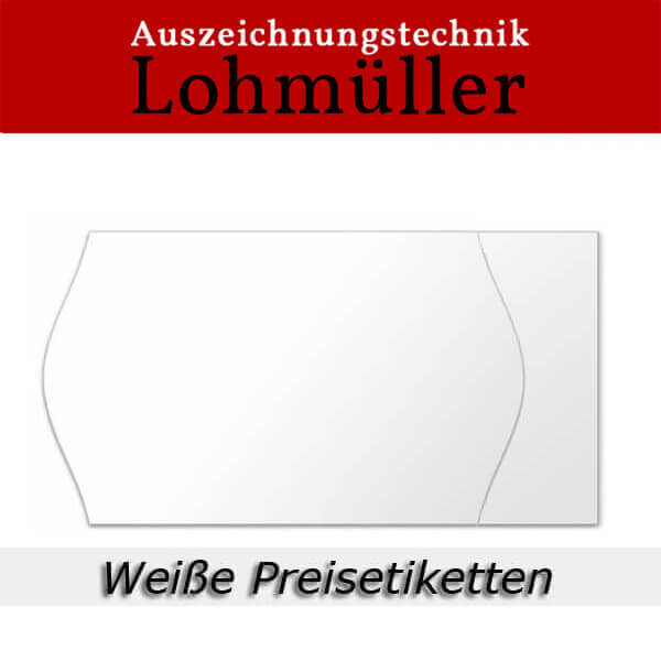 Weiße Preisetiketten für Auszeichner - Randwölbung & Rechteck Weiße Preisetiketten für Auszeichner - Randwölbung & Rechteck