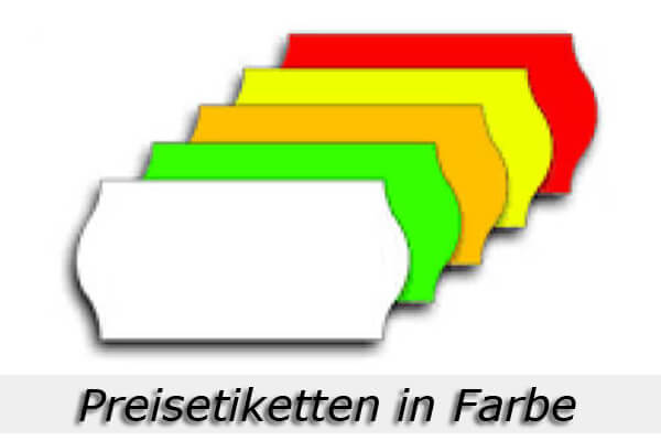 Preisetiketten in Farbe Rechteck oder Randwölbung